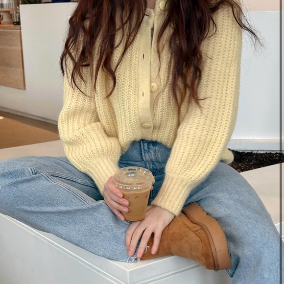 Sezane Emile cardigan butter yellow xxs with free tote bag/ NWT - Picture 12 of 13